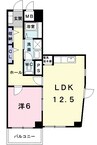 マルベル宇多津 1LDKの間取り