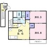 予讃線・内子線/端岡駅 徒歩11分 2階 築24年 2DKの間取り