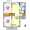 サンタウン寺井　Ｂ棟 2LDKの間取り