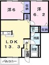 パルガーデン　４ 2LDKの間取り