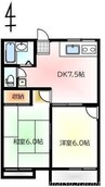 予讃線・内子線/鬼無駅 徒歩8分 2階 築35年 2DKの間取り