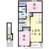 クラール鬼無　Ａ 2LDKの間取り