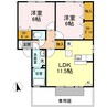 フォレストⅡ　B棟 2LDKの間取り