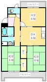 鳴瀬マンション 3DKの間取り