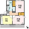 コウジィーコート前川 2DKの間取り
