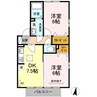ロイヤルパークス林町 C棟 2DKの間取り