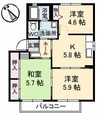 リベラ太田　A棟 3Kの間取り