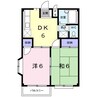 エルディム森Ⅱ 2DKの間取り