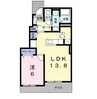 オーブ下田井Ｄ 1LDKの間取り