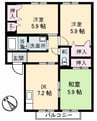 パティオ3棟 3DKの間取り