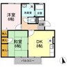 ベルジュネスJ B棟 2DKの間取り