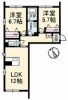 ベレオ　ミルフィオーレ 2LDKの間取り