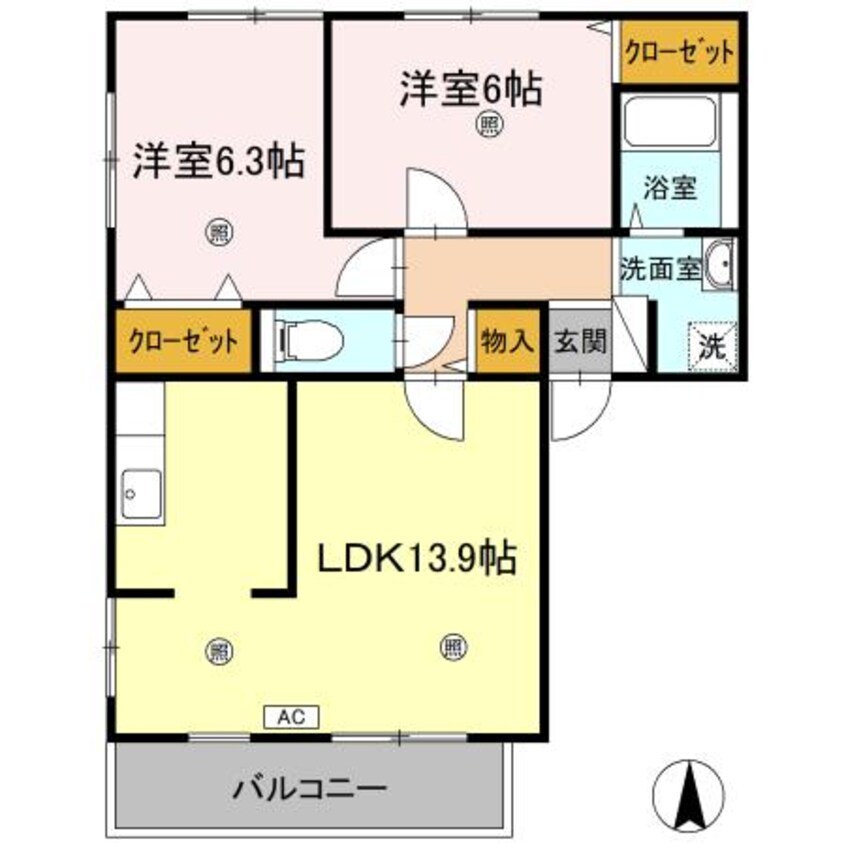間取図 パインズコート新居　E棟