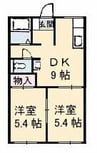 リベラＵ 2DKの間取り