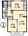 ジュネスTOSHI D棟 2LDKの間取り