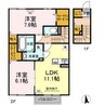 ラ・ソフィー B棟 2LDKの間取り