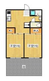 グリーンハイツB棟 2DKの間取り