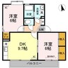 ユイマールガーデン　B棟 2DKの間取り