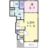 ウエストヒルズＤ 1LDKの間取り