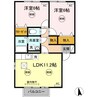 ユイマールガーデンⅡ　A棟 2LDKの間取り