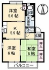 オリーブハイツ　Ａ棟 3Kの間取り