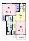 サンパティーク　Ａ 2DKの間取り