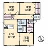 グランマスト　ベレオ林町　B棟　 3LDKの間取り
