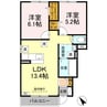エスポワール A棟 2LDKの間取り