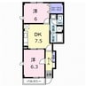 リバーウエスト　Ｂ 2DKの間取り