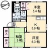 K’Ｓヒル　Ｂ棟 3DKの間取り