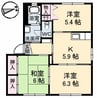 K’Ｓヒル　Ｂ棟 3DKの間取り