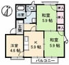 屋島フレグランス　Ａ棟 3Kの間取り