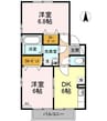 リビングタウン今里 C棟 2DKの間取り