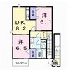オーブリー新浜 2DKの間取り