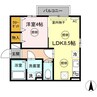 シャレーム田園 1LDKの間取り