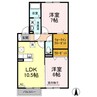シャインポート屋島 G・H棟　H棟 2DKの間取り
