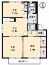 シャーメゾン平木　Ｂ棟 3DKの間取り