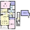 クワイエットハイツＤ 2LDKの間取り