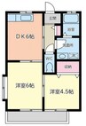 エトワールⅣ 2DKの間取り