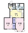 グランディール堀越　ⅡＢ 2DKの間取り