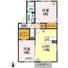 リジェール東山崎 A・B 2LDKの間取り