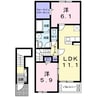 アヴォンリー三本松Ⅰ 2LDKの間取り