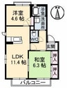 ドリームハイツＫＥＮ　１棟 2LDKの間取り