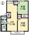 フレグランス飯山　Ｄ棟 2LDKの間取り