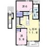 ティファニー　Ⅰ 2LDKの間取り