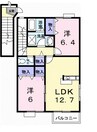 予讃線・内子線/国分駅 徒歩15分 2階 築20年 2LDKの間取り