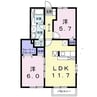 アヴェニューノムラ　B 2LDKの間取り