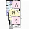 ハイツグリーンスカイⅡ 2DKの間取り