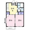 予讃線・内子線/香西駅 徒歩18分 2階 築35年 2DKの間取り