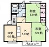 屋島フレグランス　Ａ棟 3Kの間取り